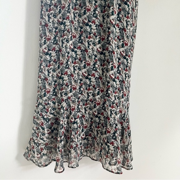 Sage the Label Spaghetti Strap Ruffle Foral V Neck Midi Dress‎ Grey Size Small - Picture 8 of 9